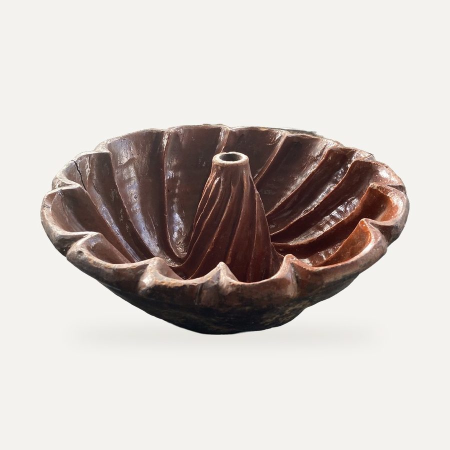 Moule à kougelhopf en terre vernissée brune