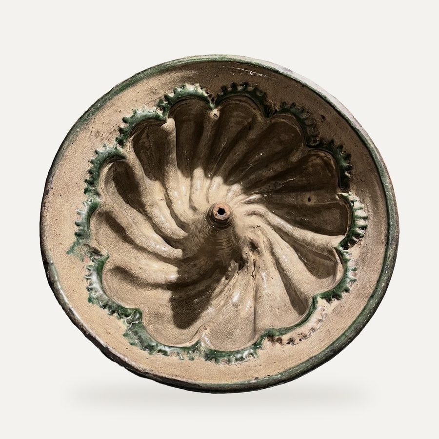 Moule à kougelhopf en terre vernissée verte